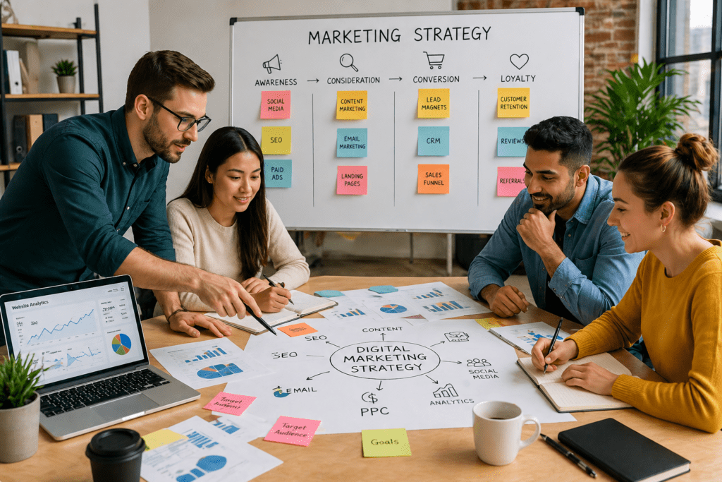 digital marketing agency team planning strategy for business growth