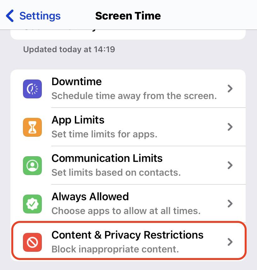 screen time settings to block websites on safari iphone and ipad