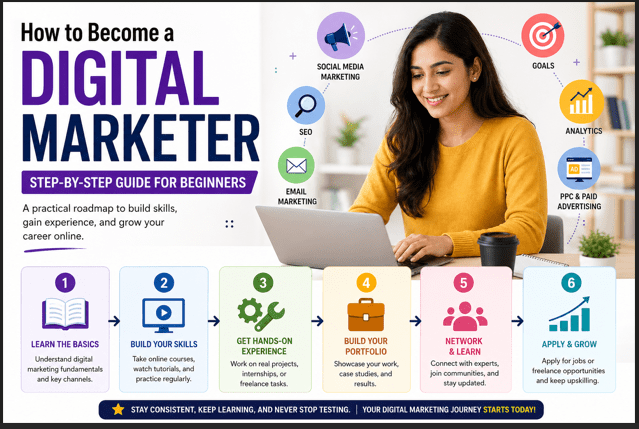 step by step digital marketing roadmap infographic